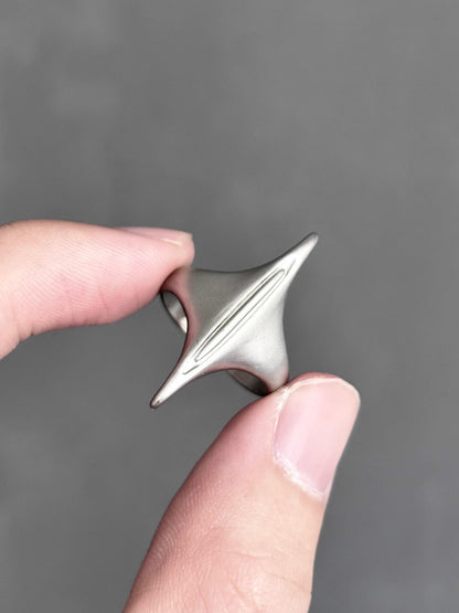 Silver Spaceship Adjustable Ring