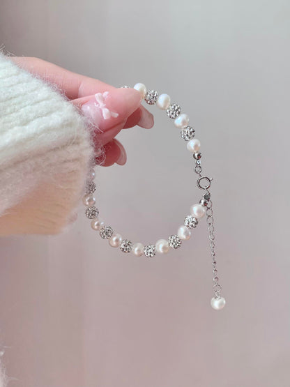 White Pearl & Crystal Bead Necklace