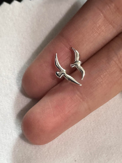 Silver Seagull Helix Earrings
