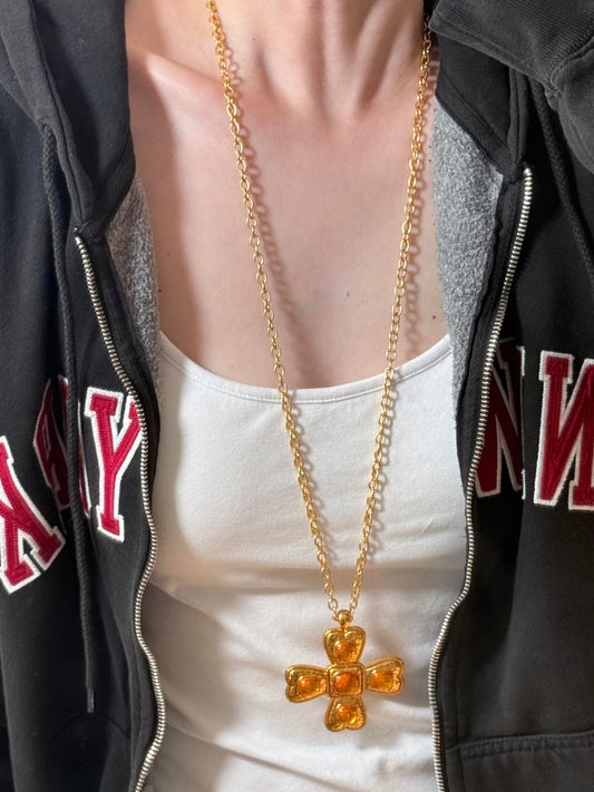 Vintage Hammered Cross Necklace
