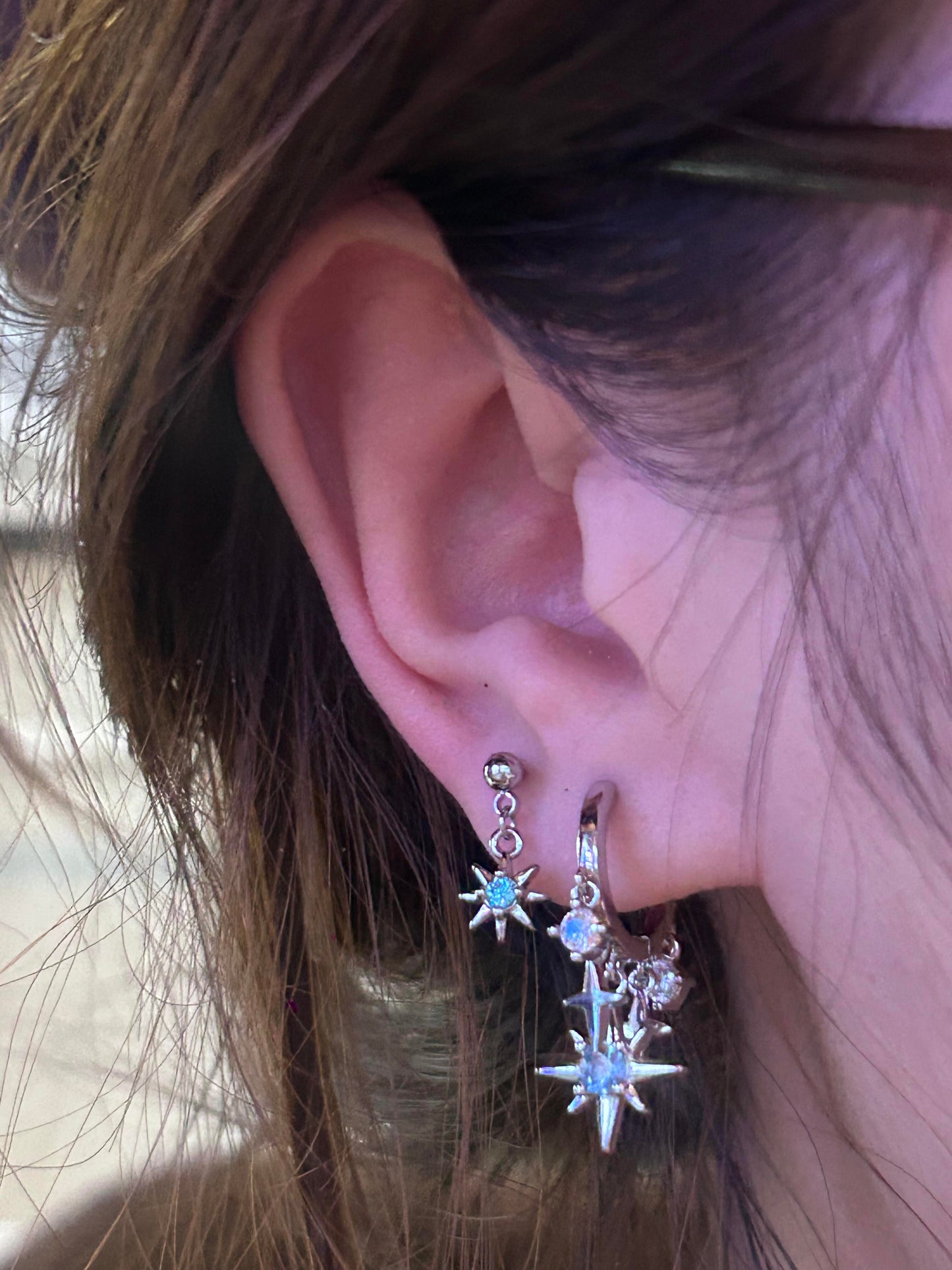 Starscape Double lobe Earring Stack