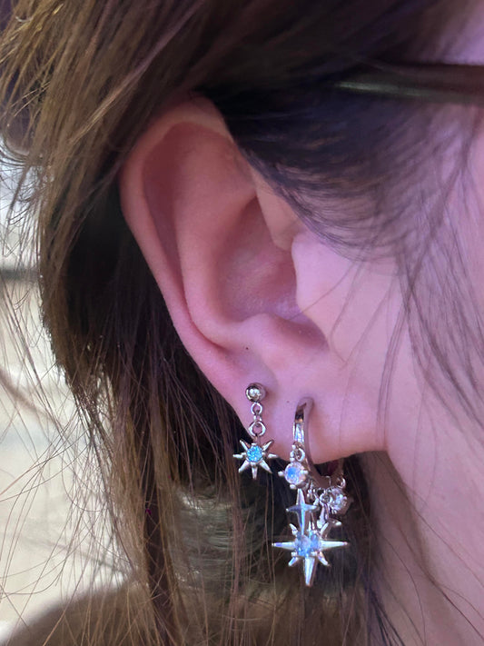 Starscape Double lobe Earring Stack