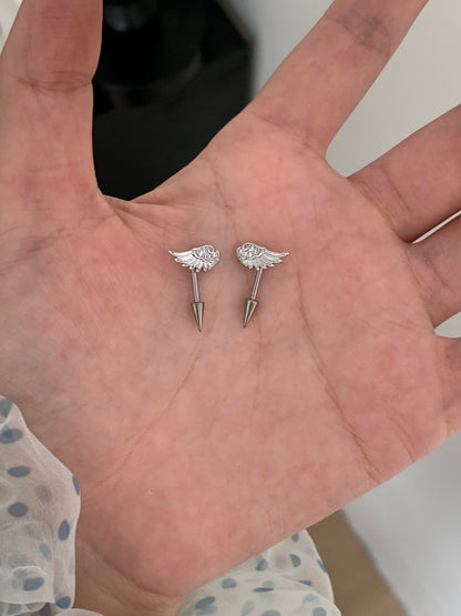 Silver Crystal Wing Helix Earrings