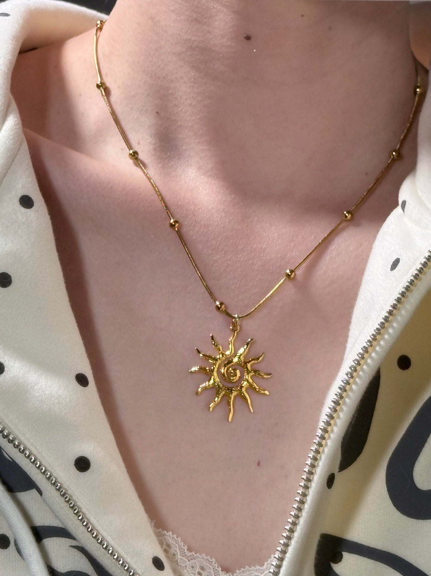 Gold Spiral Sunflare Necklace