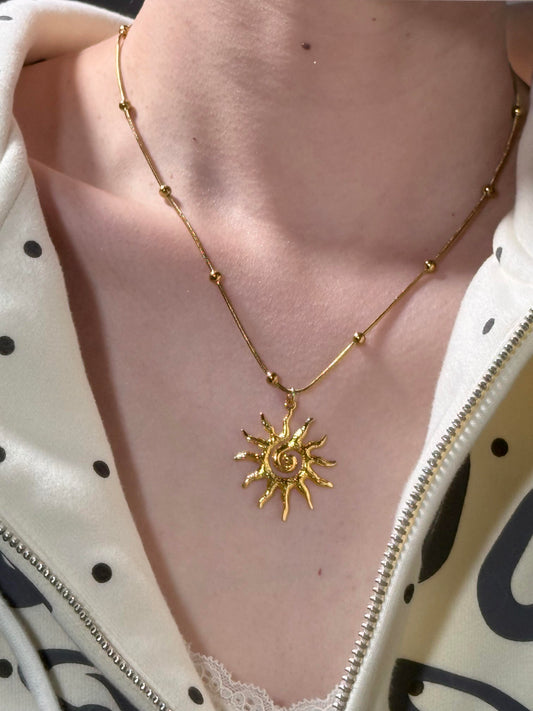 Gold Spiral Sunflare Necklace