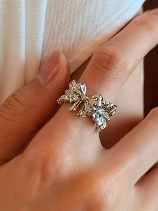 Silver Ribbon Adjustable Ring