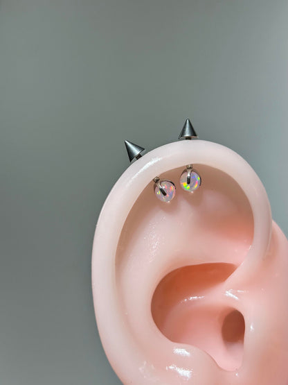 Silver Heart Cross Chain Drop Vertical Helix Earring