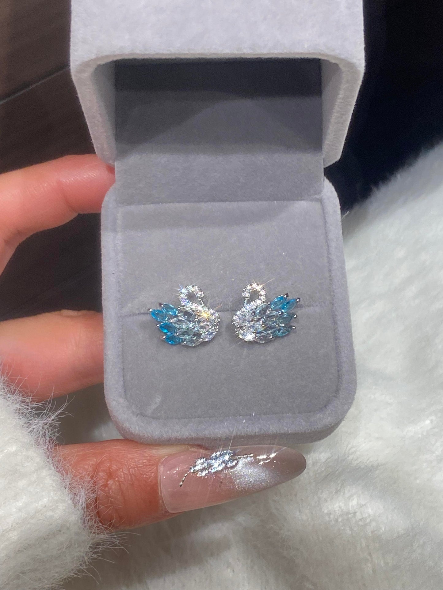 Icy Grace Swan Earrings
