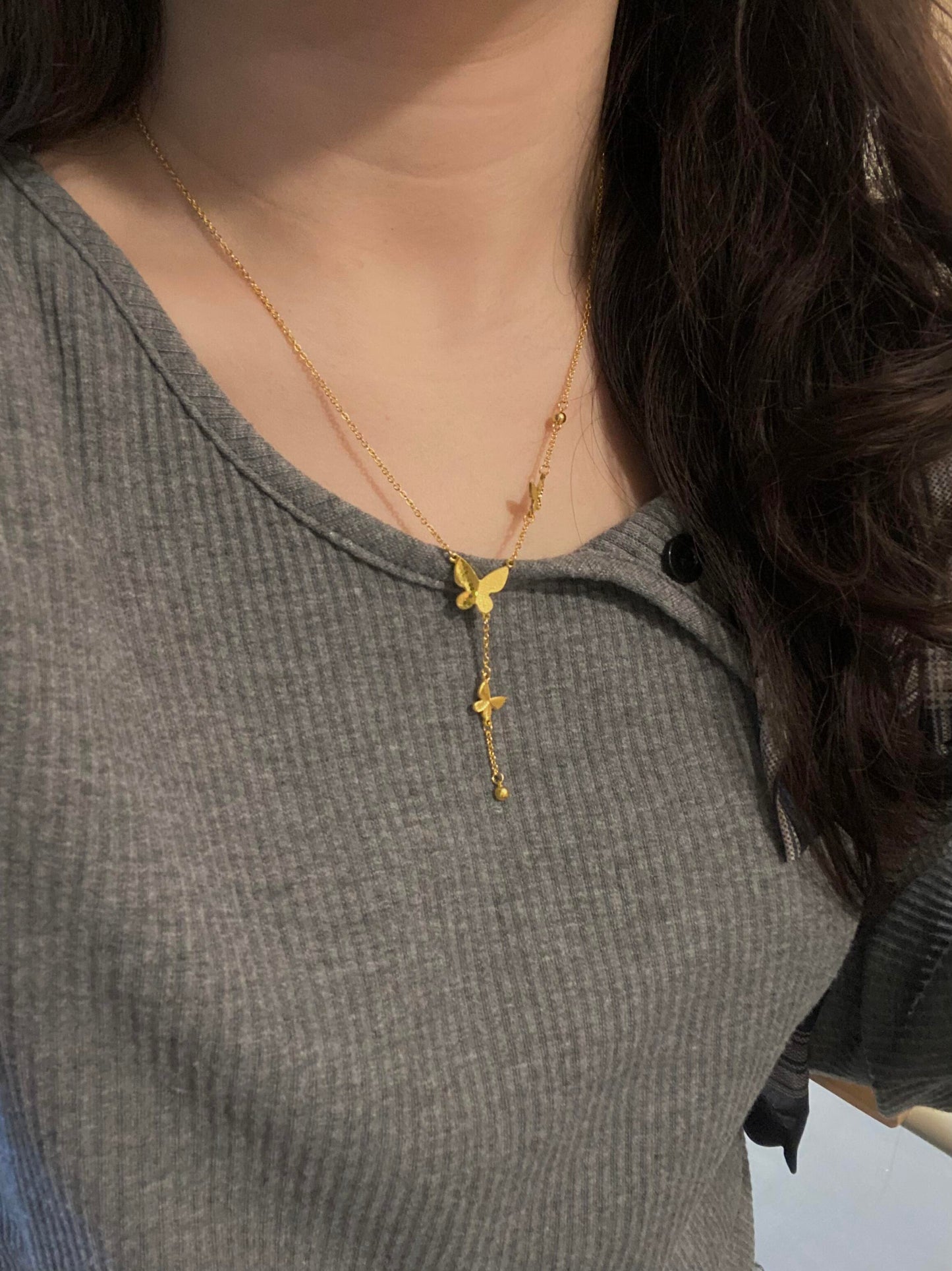 Golden Hive Butterfly Necklace