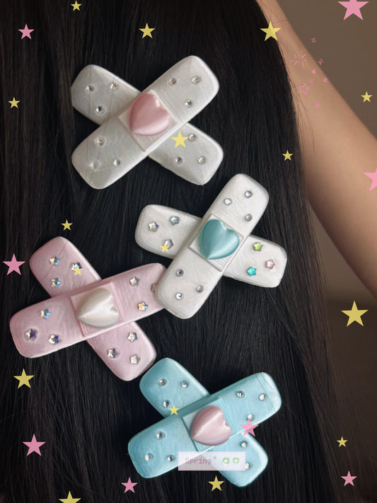 Cute Bandaid Heart Hair Clip
