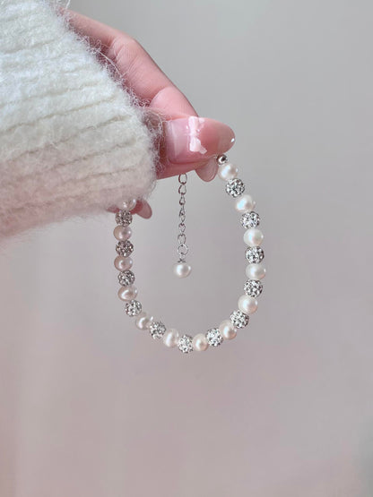 White Pearl & Crystal Bead Necklace
