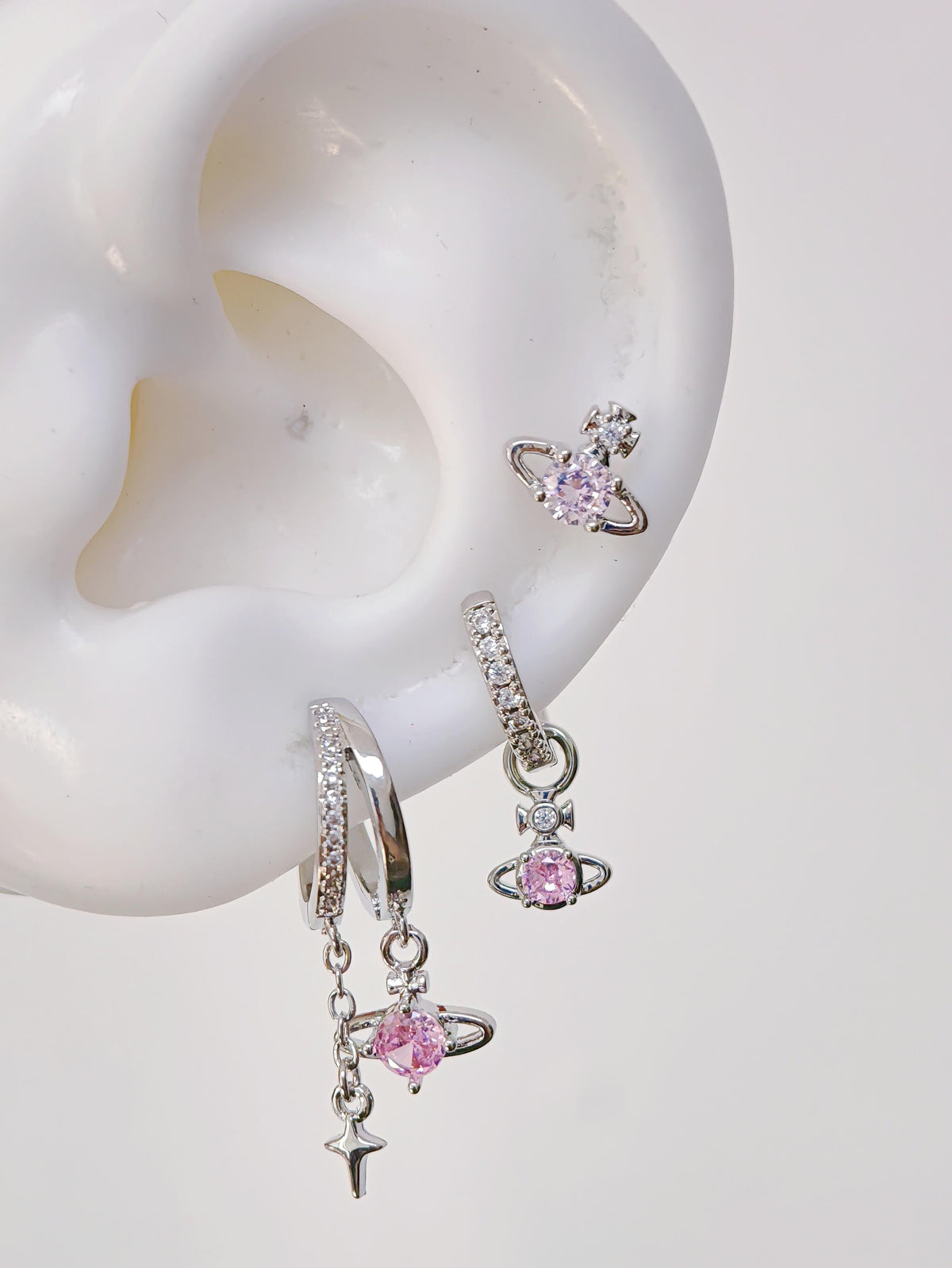 Planet & Star Charm Ear Set
