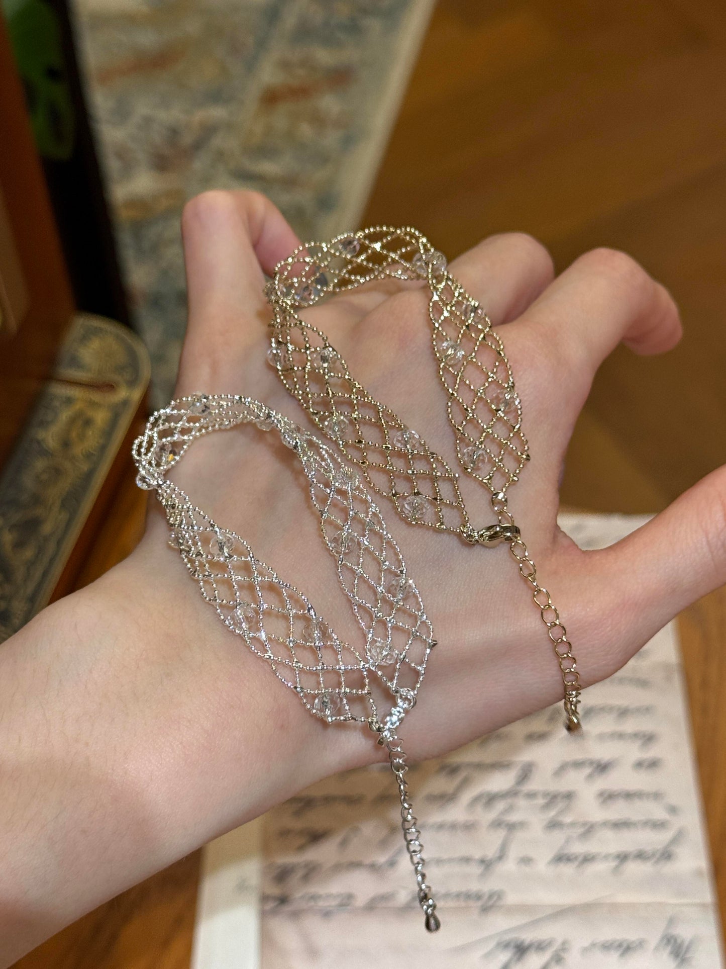 Delicate Woven Crystal Lace Bracelet