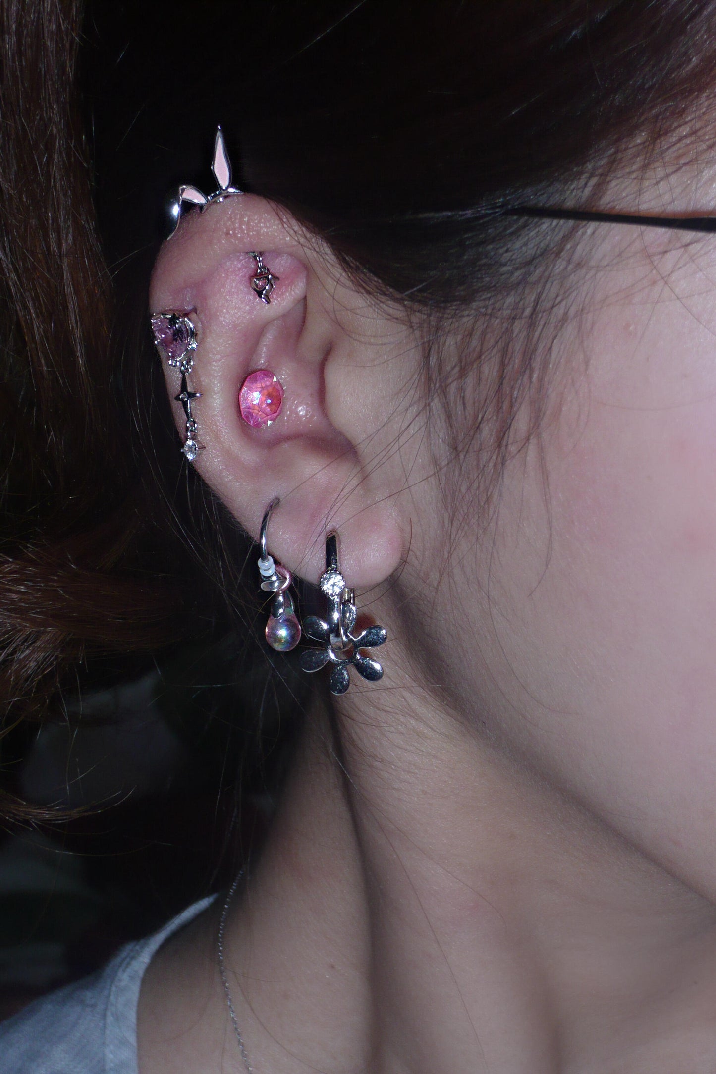 Pink & Silver Ear Stack Set