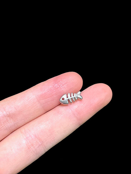 Silver Fishbone Helix Earrings