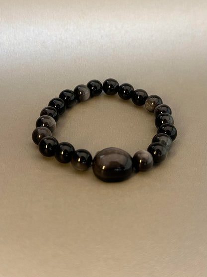 Black Obsidian Cat Bracelet