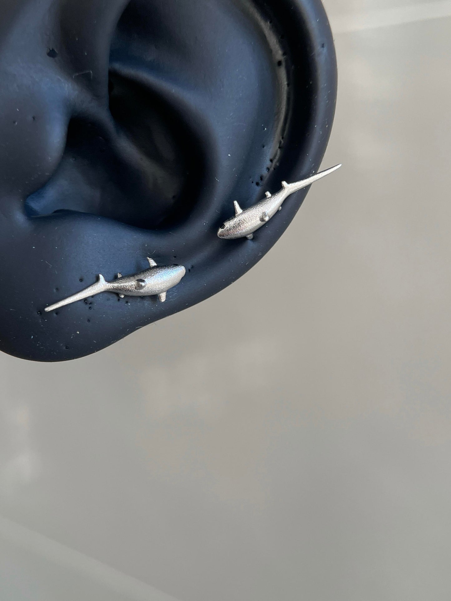 Silver Shark Helix Earrings
