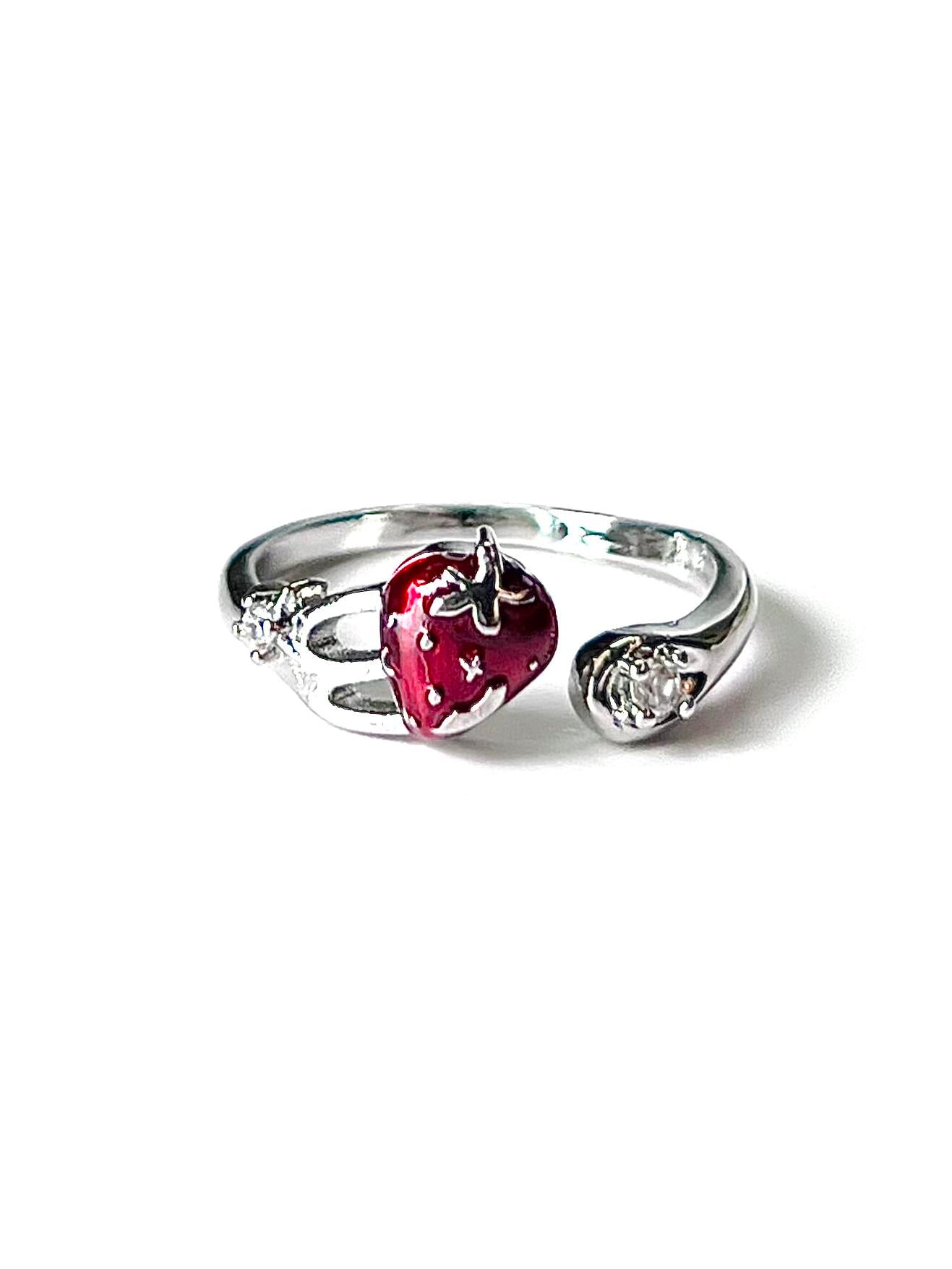 Strawberry Crystal Wrap Adjustable Ring
