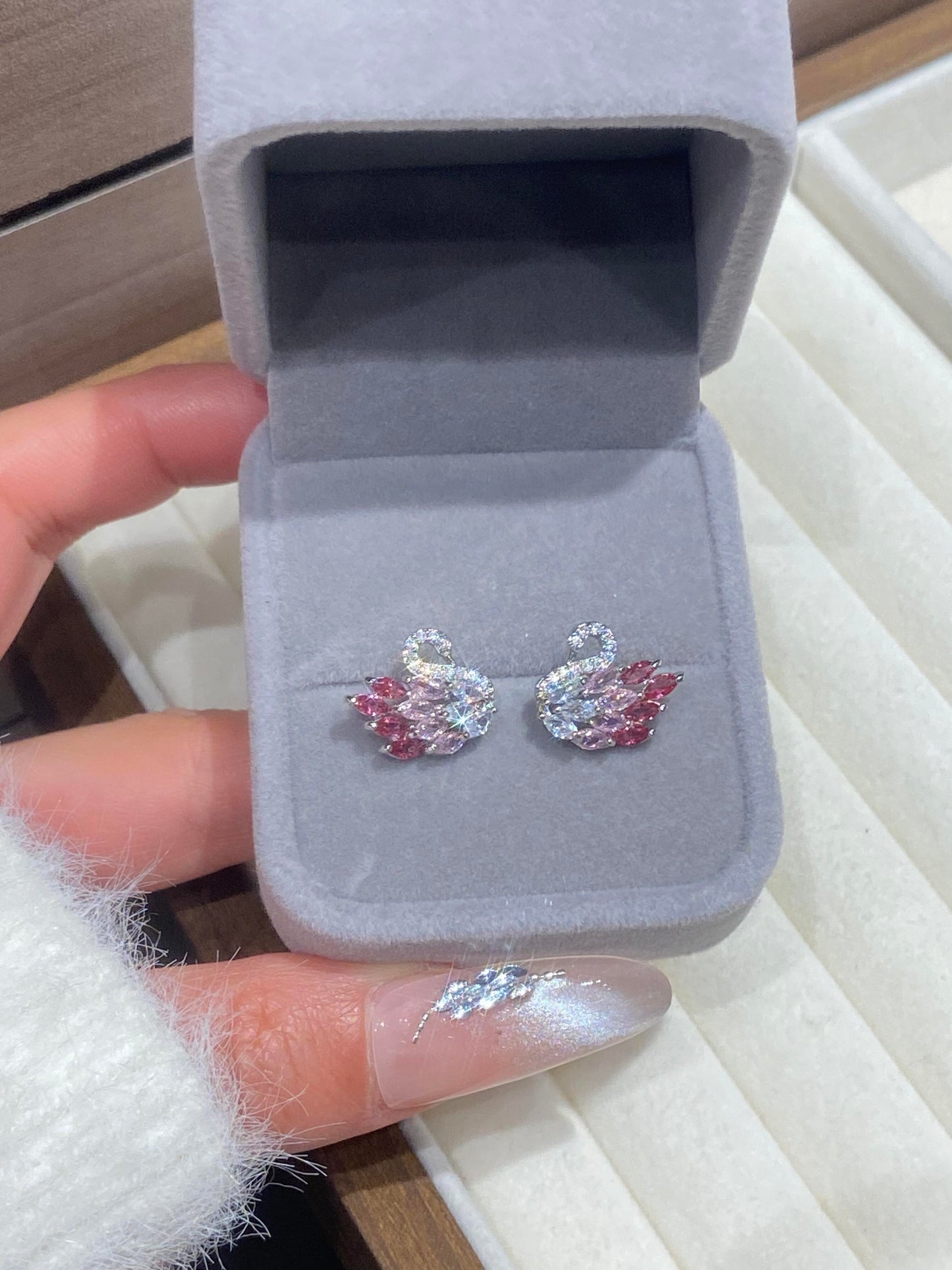 Pink Grace Swan Earrings