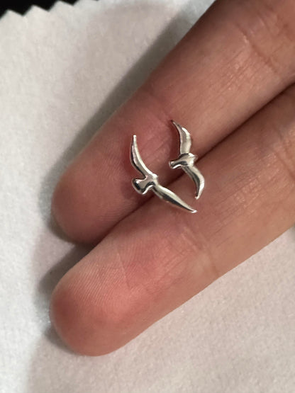 Silver Seagull Helix Earrings