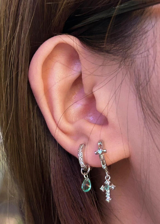 Silver Crystal Starburst Earring Stack