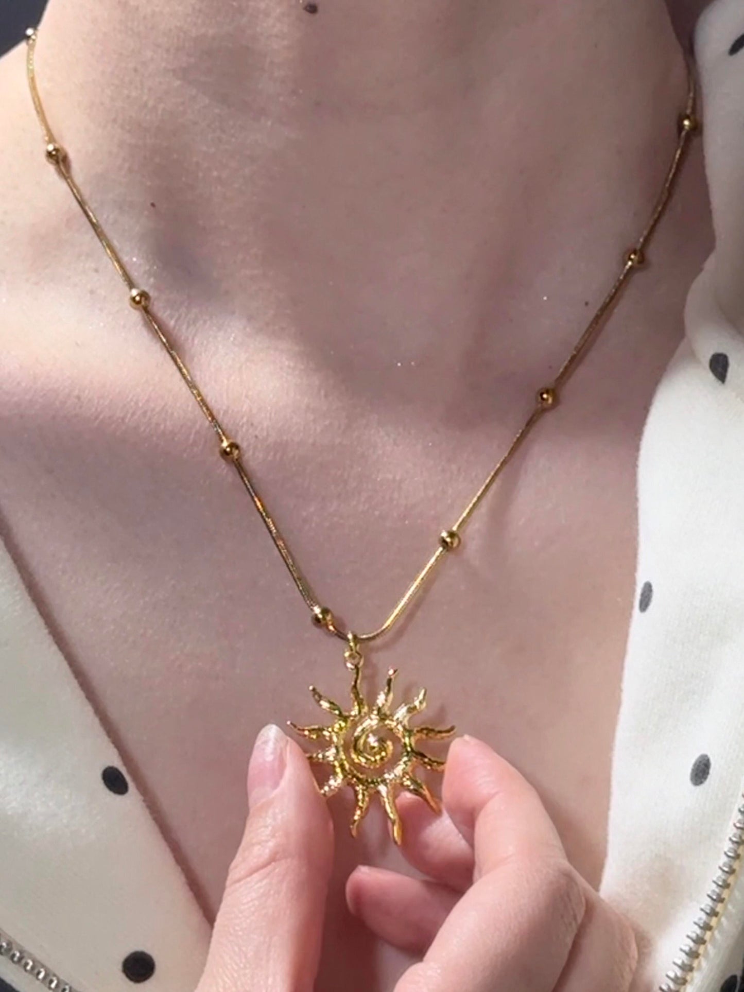 Gold Spiral Sunflare Necklace