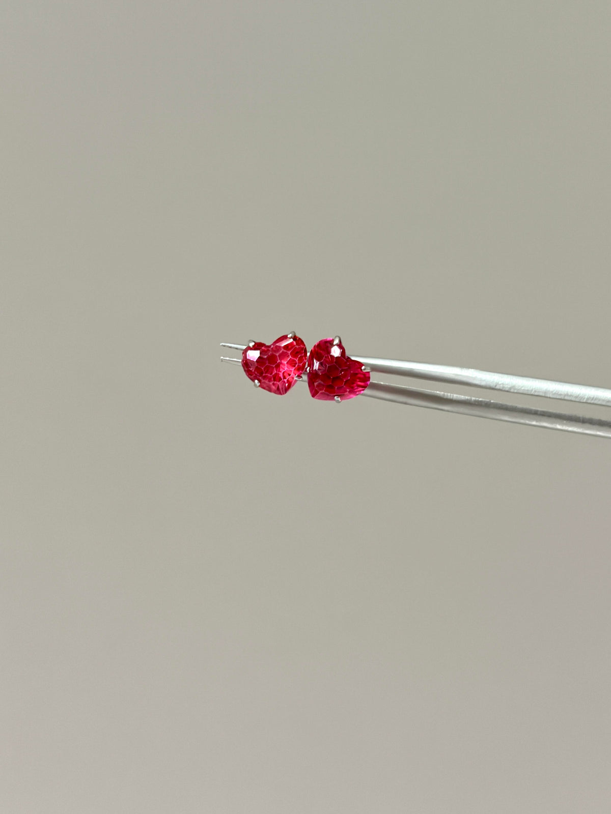 Red Heart Crystal Stud Earrings
