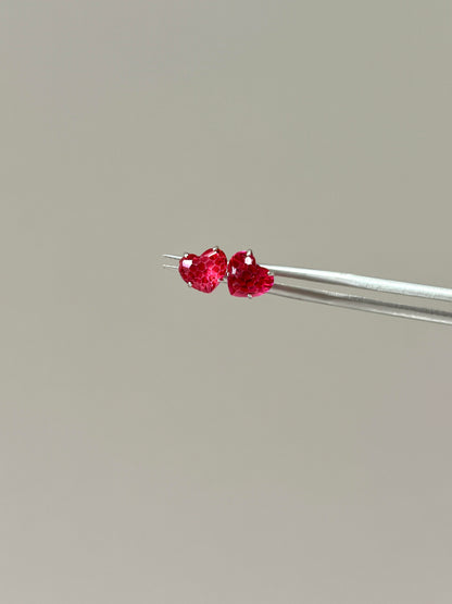 Red Heart Crystal Stud Earrings