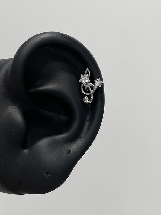 Music Note Star Crystal Studs
