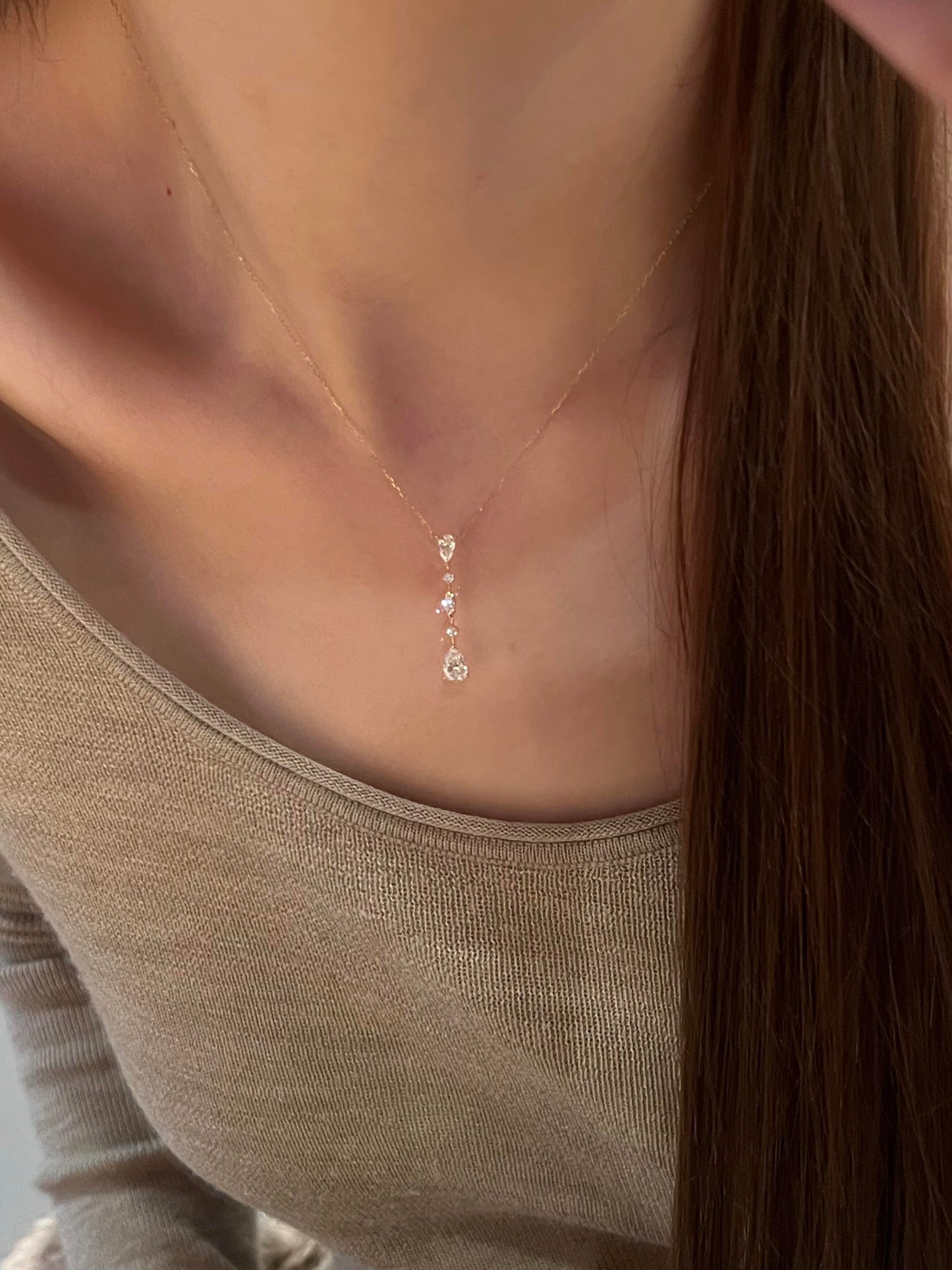 Continuous Teardrop Gold Dainty Necklace