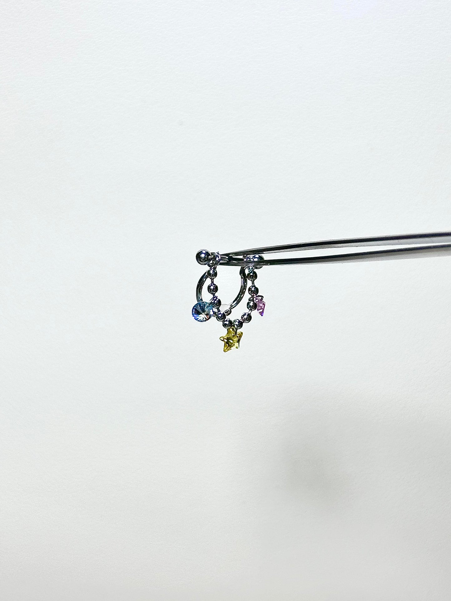 Multi Silver Crystal Bow Star Earring Stack