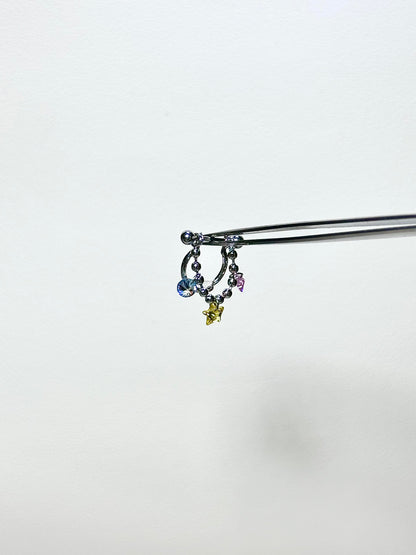 Multi Silver Crystal Bow Star Earring Stack
