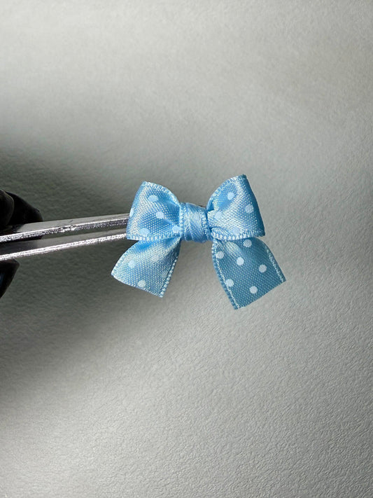 Blue Polka Dot Ribbon Bow Helix Earring