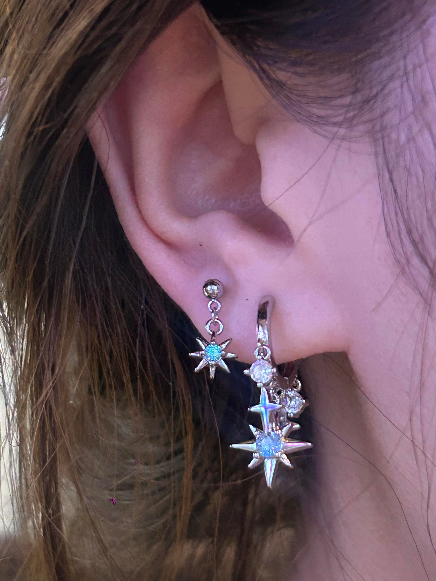 Starscape Double lobe Earring Stack