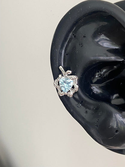 Aqua Apple Heart Helix Earrings