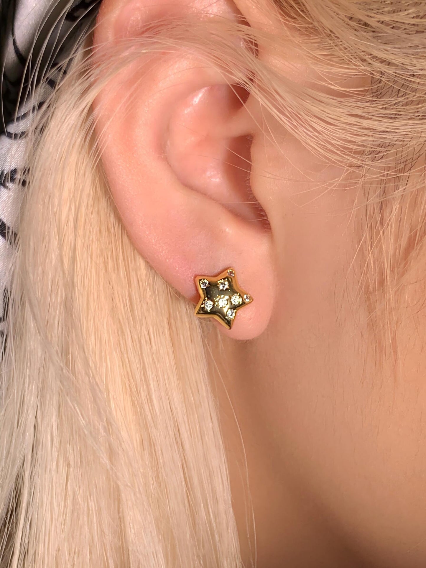 Puffy Crystal Star Stud Earrings