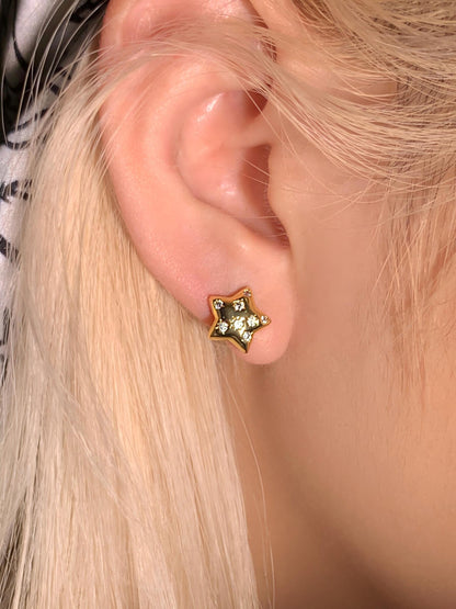 Puffy Crystal Star Stud Earrings