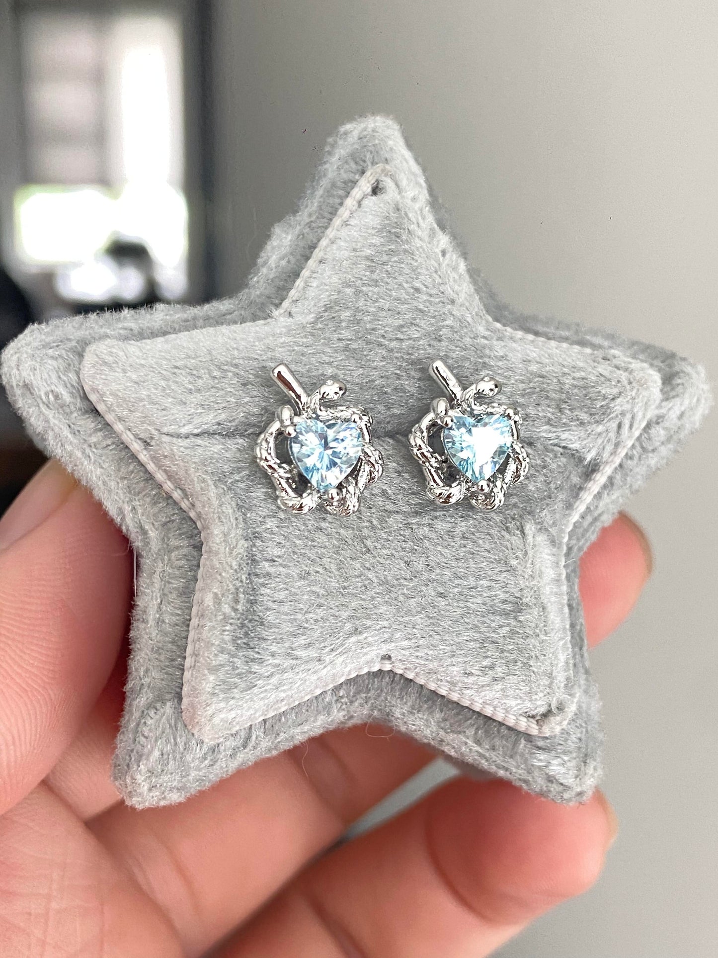 Aqua Apple Heart Helix Earrings