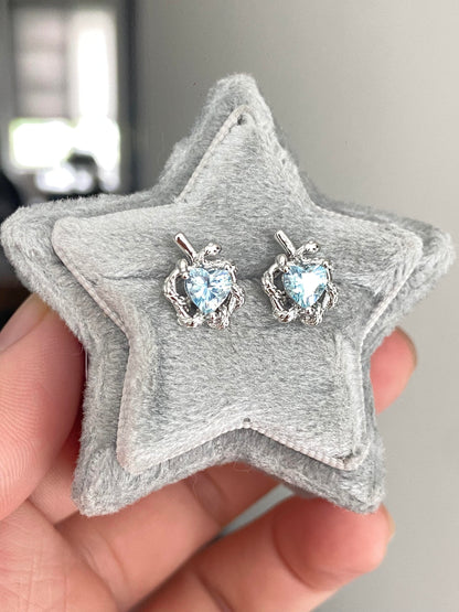 Aqua Apple Heart Helix Earrings