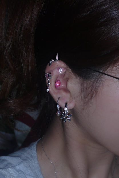Pink & Silver Ear Stack Set