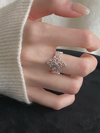 Silver Lace Clover Ring