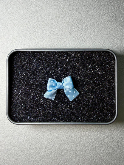 Blue Polka Dot Ribbon Bow Helix Earring