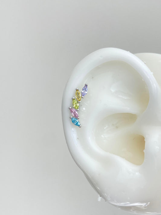 Multi Gem Helix Earrings