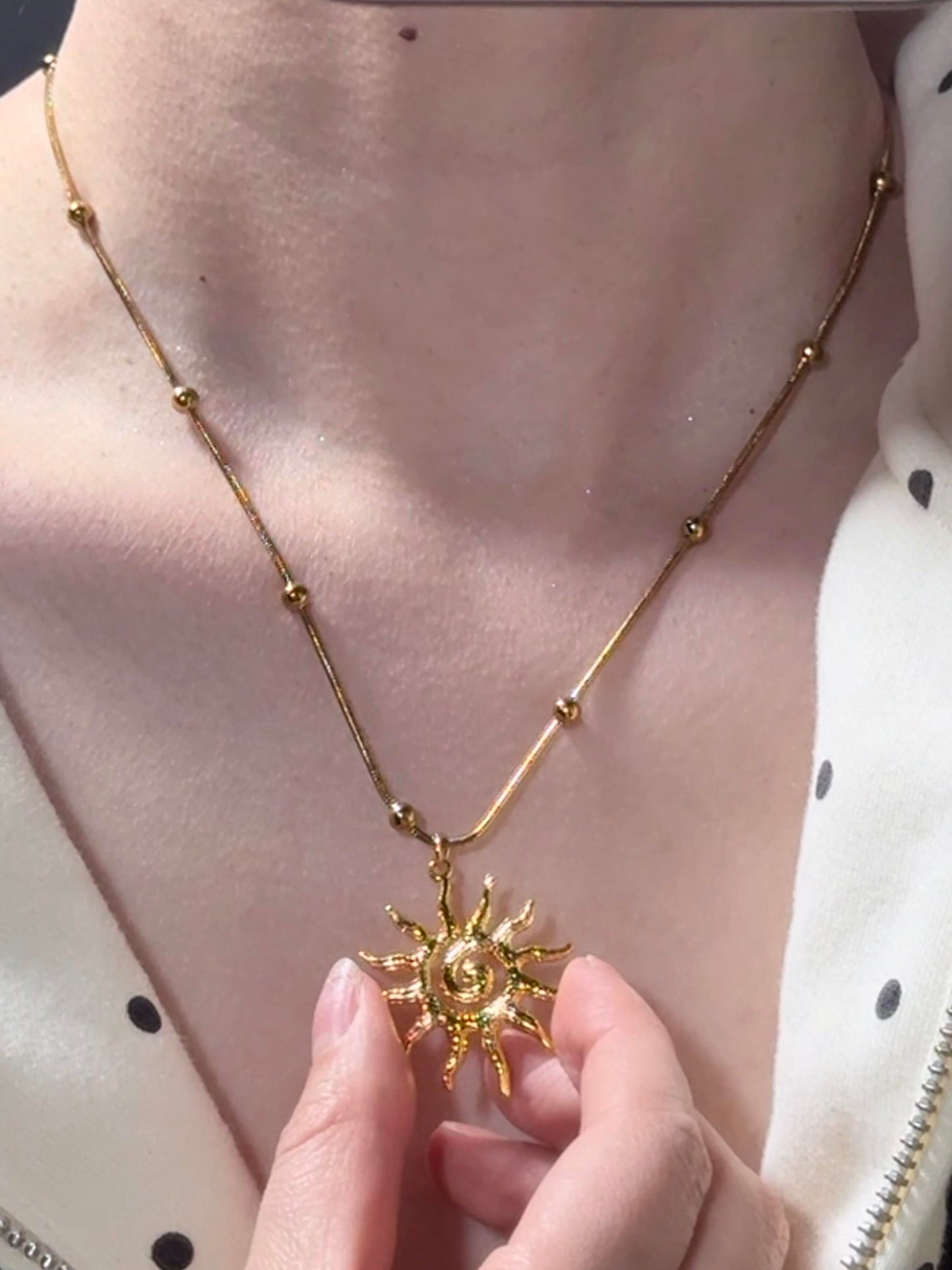 Gold Spiral Sunflare Necklace