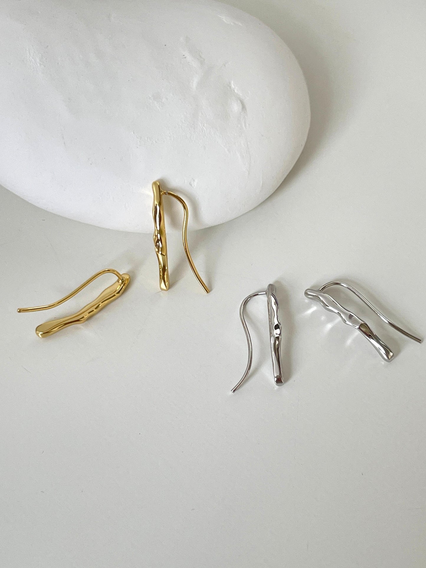 Wavy Bar Ear Climber Earrings