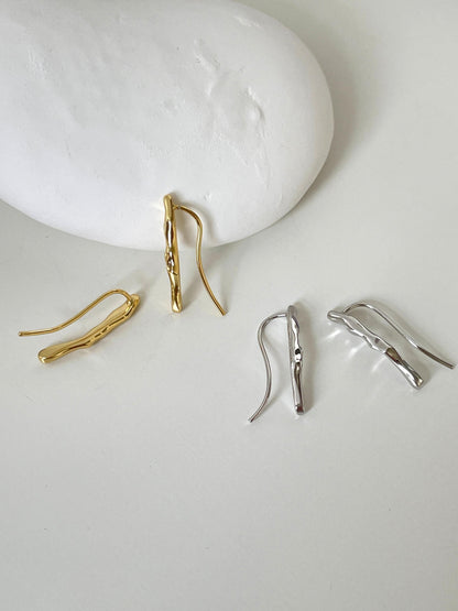Wavy Bar Ear Climber Earrings