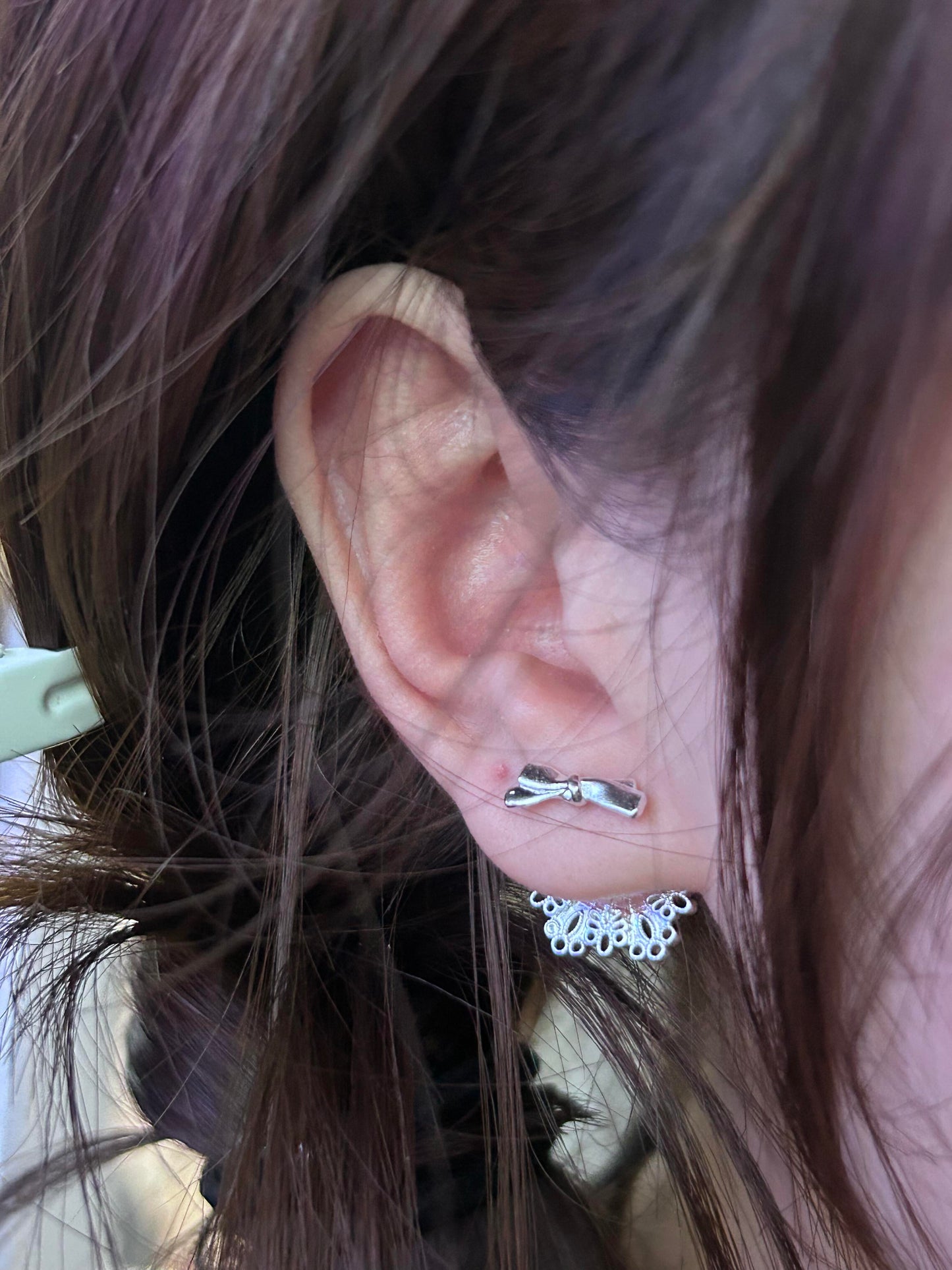 Silver Juliette Bow Lobe Earrings