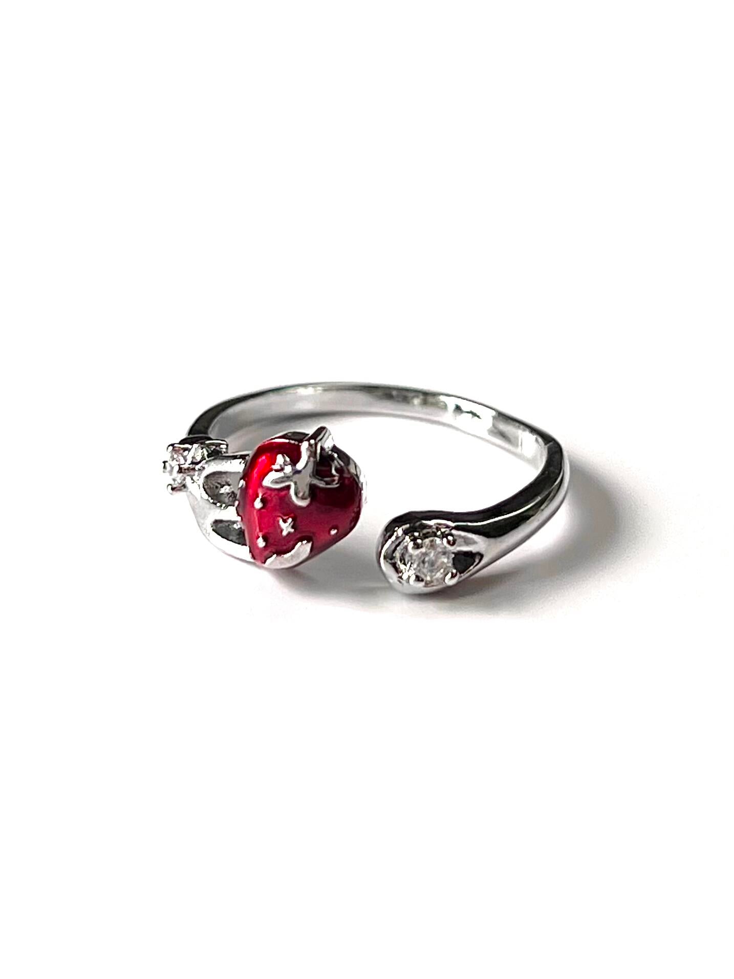 Strawberry Crystal Wrap Adjustable Ring
