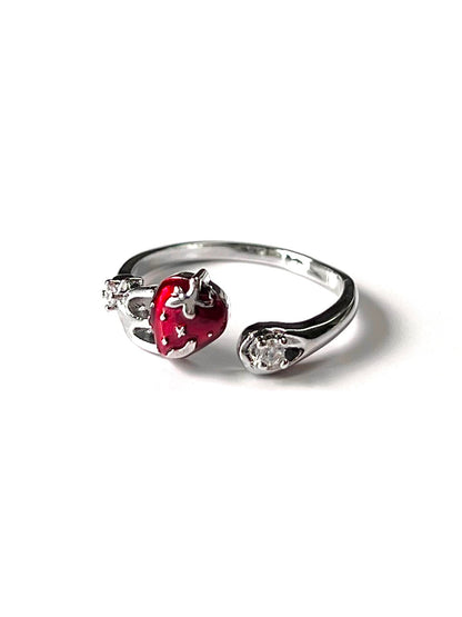 Strawberry Crystal Wrap Adjustable Ring