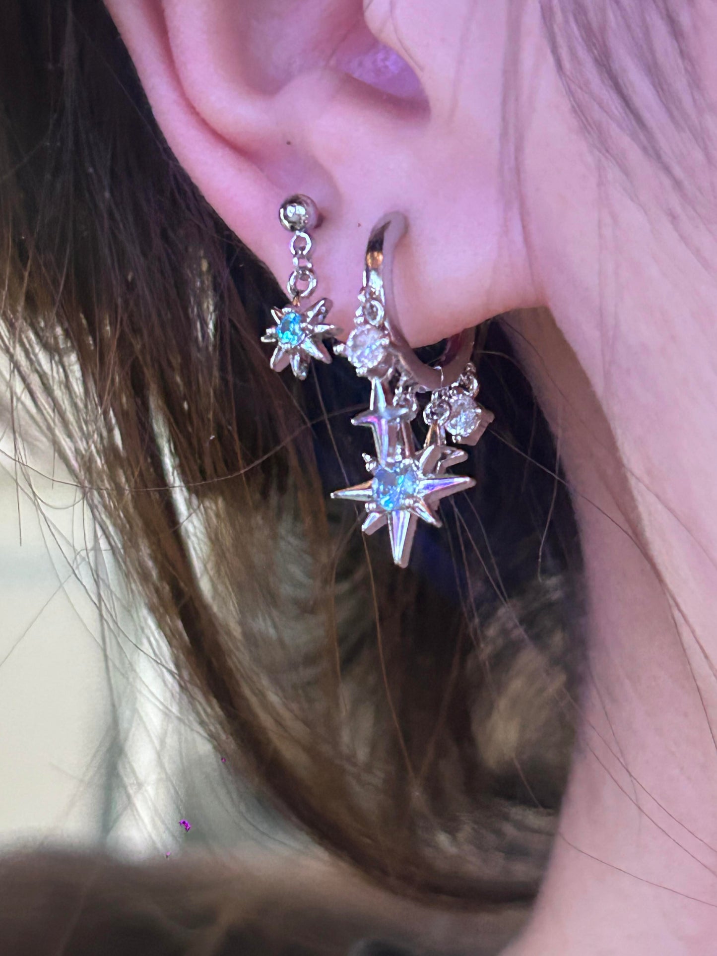 Starscape Double lobe Earring Stack